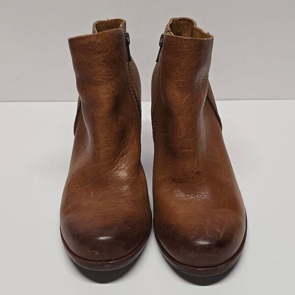 Kork Ease Natalya Wedge Boots In Cognac Brown Leather Women's 7 - Picture 2 of 8